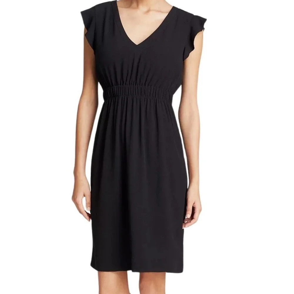 Kate Spade‎ Black Flutter Sleeve Crepe Dress, Size 8